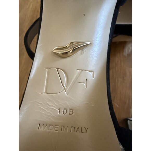 Diane Von Furstenberg Mary Jane Platforms Sz 10 Black Suede Python Pattern Heels - Picture 11 of 12